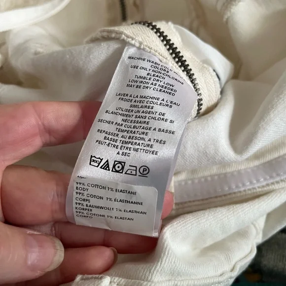 We The Free People NWOT Je Suis Pret Barrel Jumpsuit Size Large White Denim Zip - Picture 14 of 15